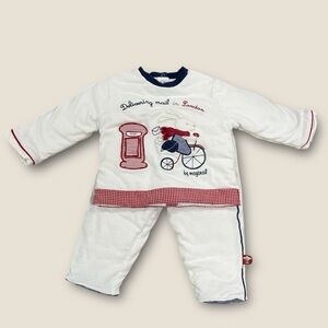 2 Piece Set Newborn White Red Plaid Thick Warm Suit | Mayoral 4-6 Months